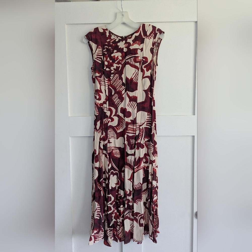 Ann Taylor Maroon and Cream Floral Dress Sz 4